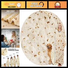 Extra Large Burrito Tortilla Throw Blanket - Cozy 71" Double-Sided Taco Wrap, Fu