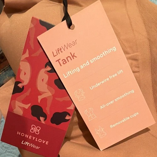 Honeylove LiftWear Tank brown Shapewear Removable Cups Wireless Lift 1X