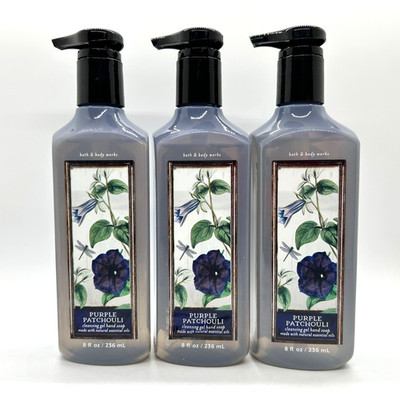 3-Pack Bath & Body Works PURPLE PATCHOULI Gentle Gel Hand Soap 8 fl.oz