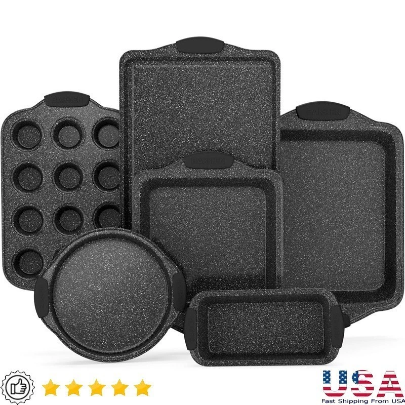 Nonstick Carbon Steel Bakeware Set 6 Piece Roasting Muffin Cookie Pan Set New