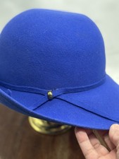 Vintage Cobalt Blue Doeskin Felt 100 Wool Geo. W. Bollman Co. Inc Ladies Hat