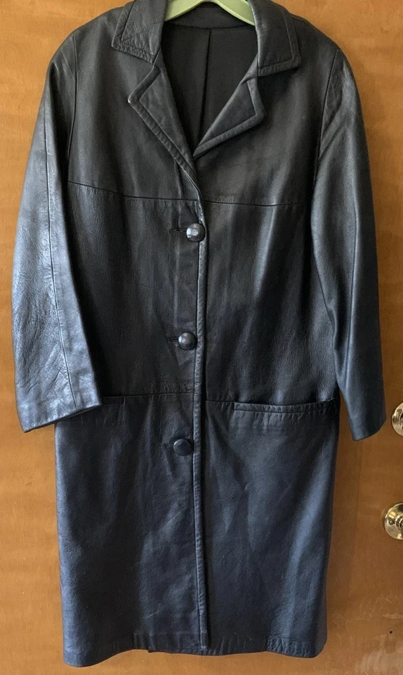 Clayton Leather Originals Black Leather Coat 1960’s - Image 2 of 4