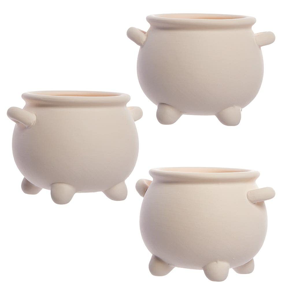 Baker Ross FX178 Ceramic Witch and Wizard Cauldrons - Pack of Mittel, Black