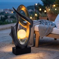 Solarleuchte Stehlampe AußEnleuchte Balkonlampe Skulptur Glas Feuer Effekt LED