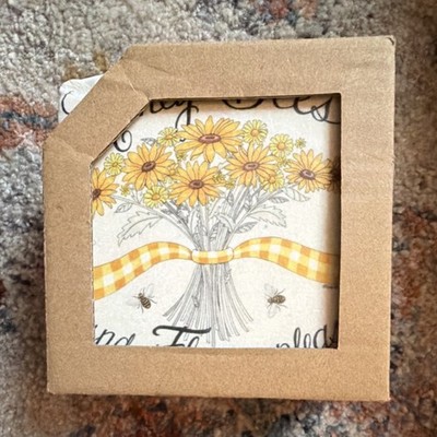 Col House Designs Set of 2 Bee Honey Word Quote Wood Plaques 4in Square 65310