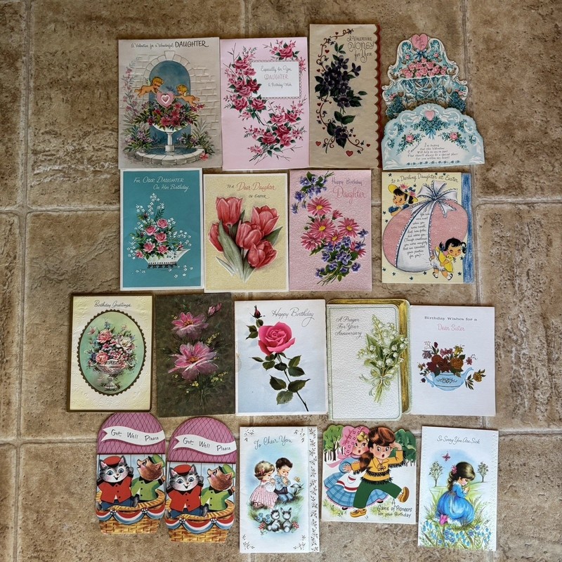 Vintage Lot Of 18 Cards - Some Used Excellent Condition -Ephemera - Mixed Media