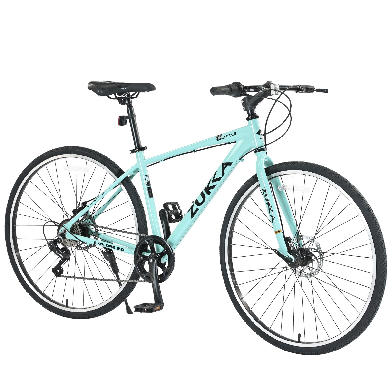 ZUKKA 7Speed Hybrid Bike Aluminum Frame Double Disc Brakes 7