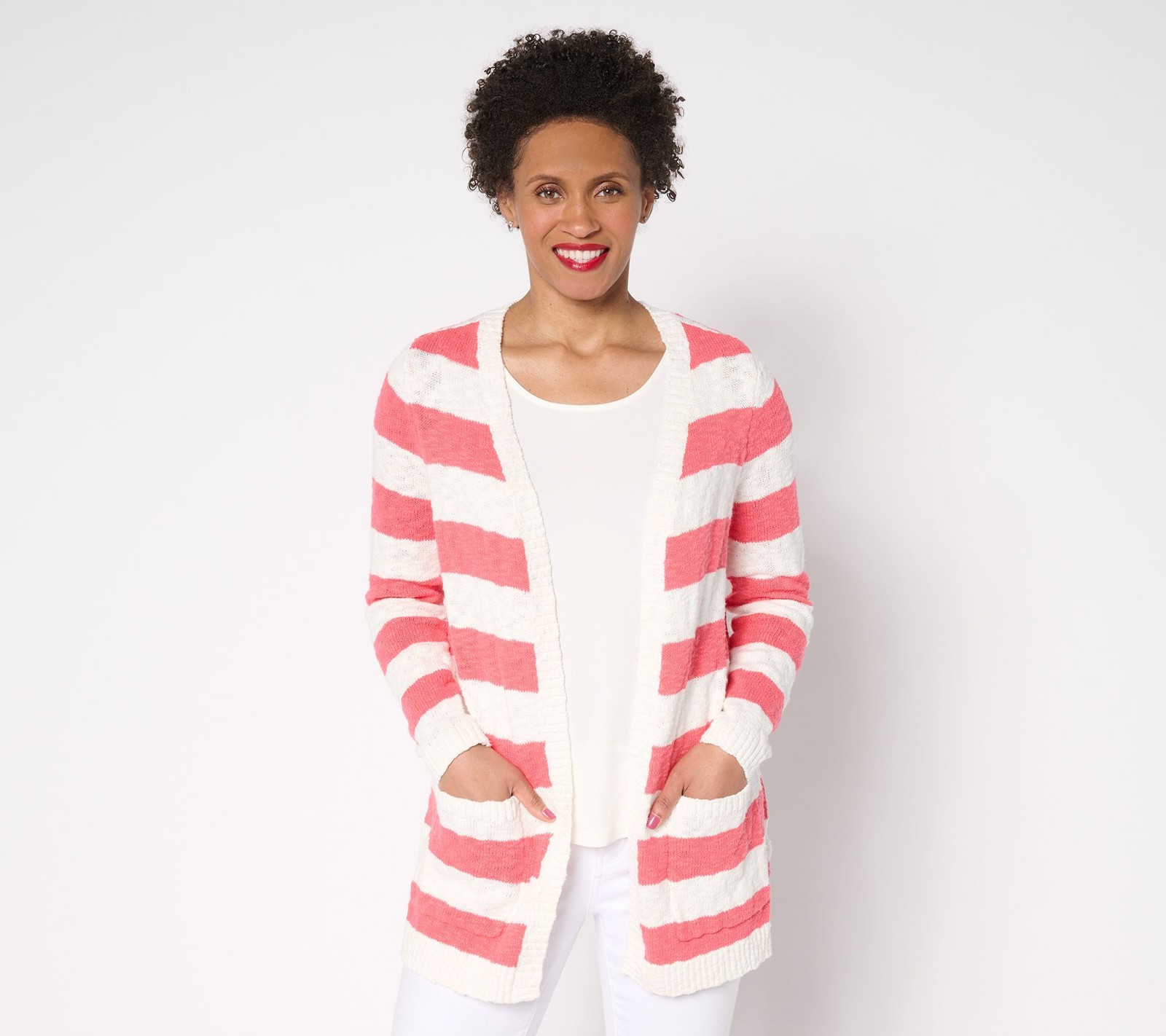 Belle by Kim Gravel Women's Top Sweater Sz XS Cape Cod Coastal Pink A688235