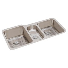 Elkay ELUH4020DBG Lustertone SS 40" Triple Bowl Undermount Sink Kit
