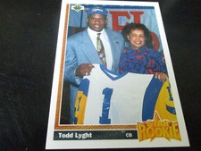 TODD LYGHT   (los angeles rams - CB)  1991  upper deck  ROOKIE CARD #21  mint
