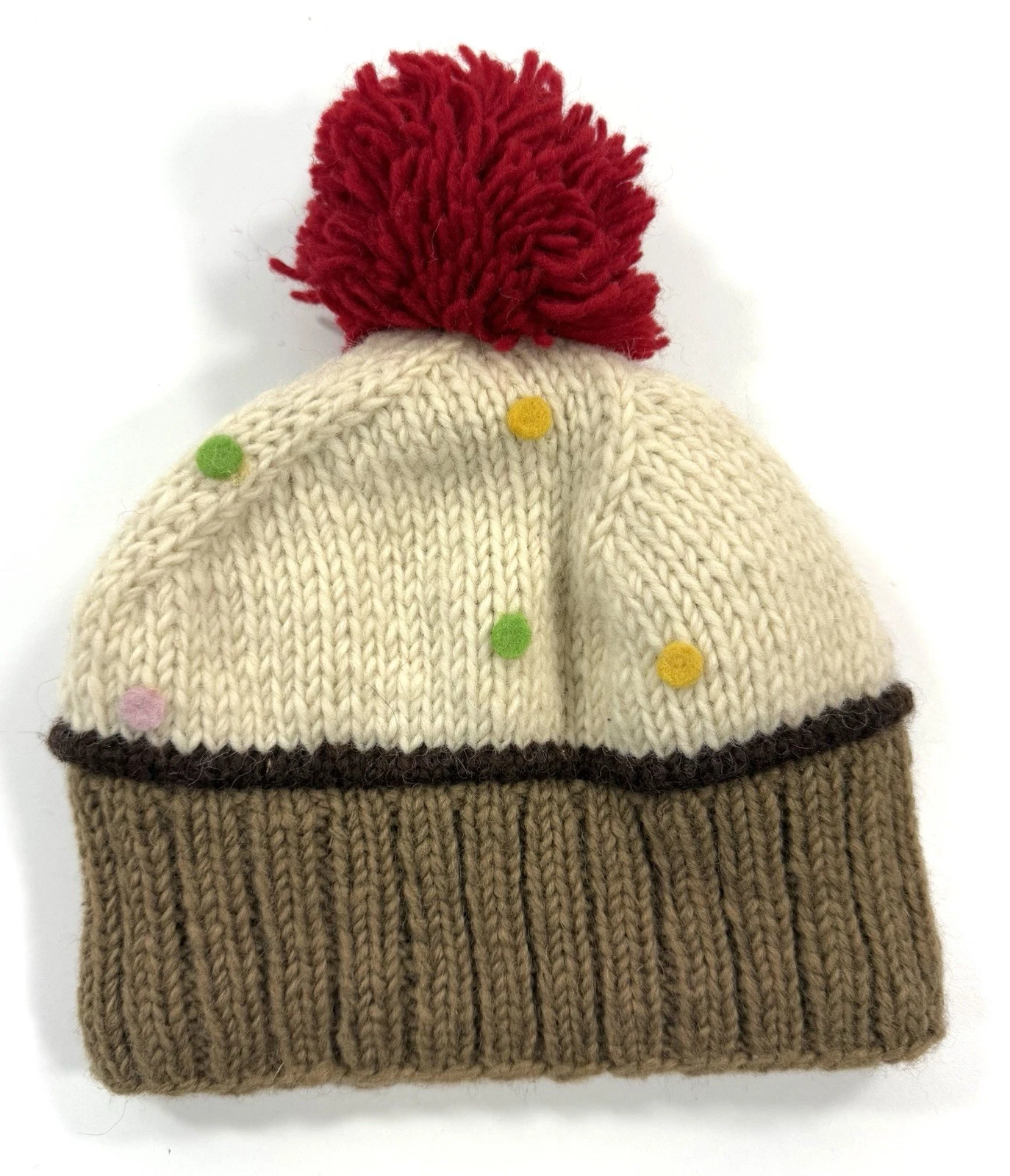 Handmade Nepal Wool Fleece Lined Beanie Hat Toque Toboggan Pom Pom
