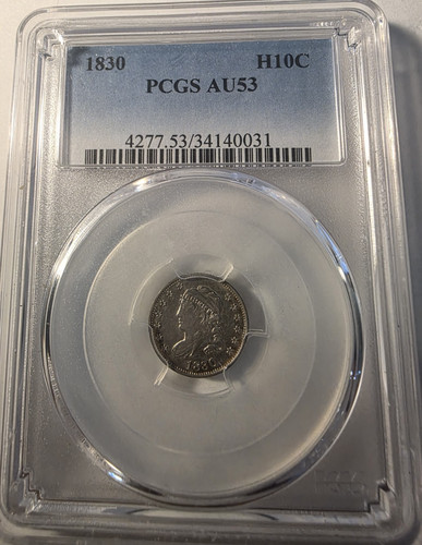 1830 Capped Bust Half Dime H10C PCGS AU-53-Rare Grade-Looks Better-Nice Original
