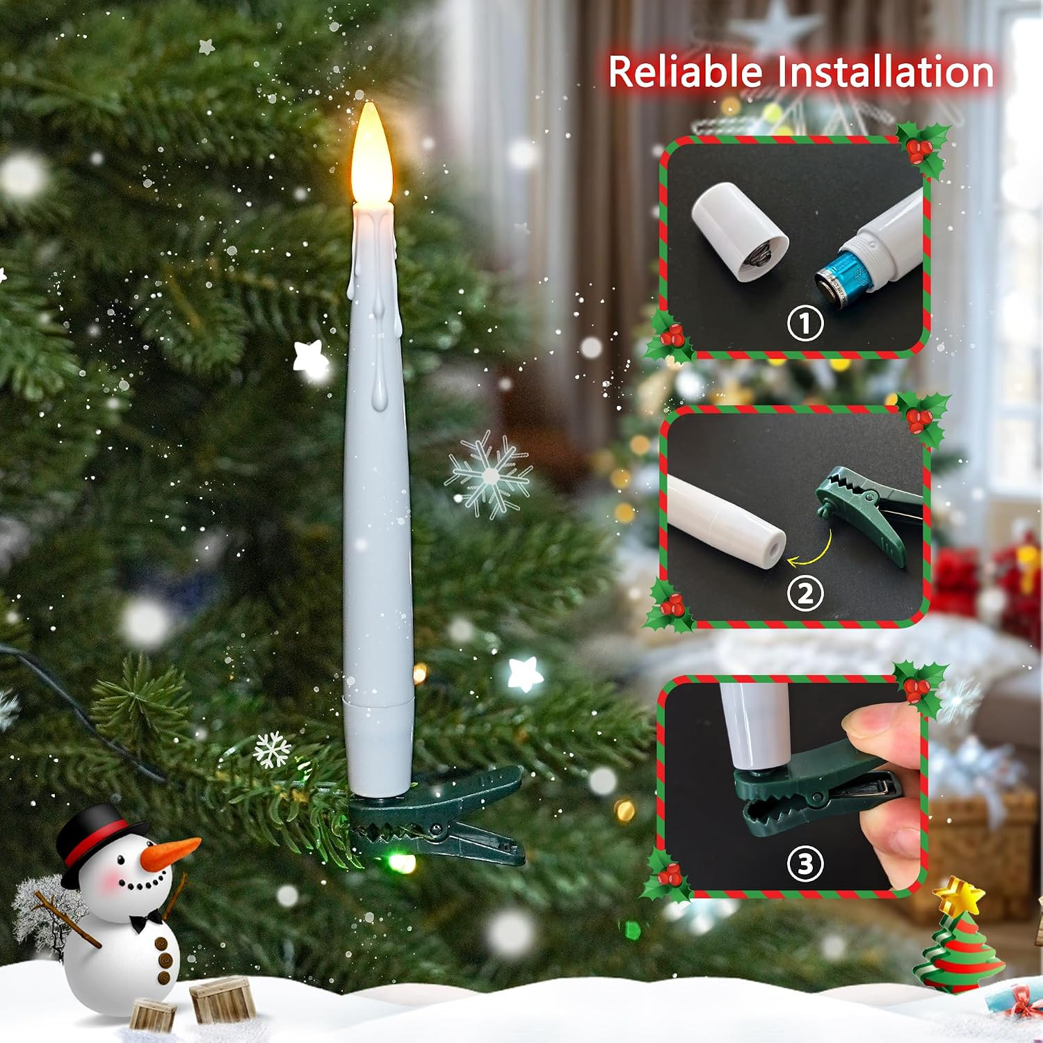 16 PCS Christmas Tree Candle Lights with Green Clips - second product detail image