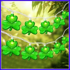 20 LED Clear Green Shamrock String Lights, 12FT St Patricks Day Lights String...