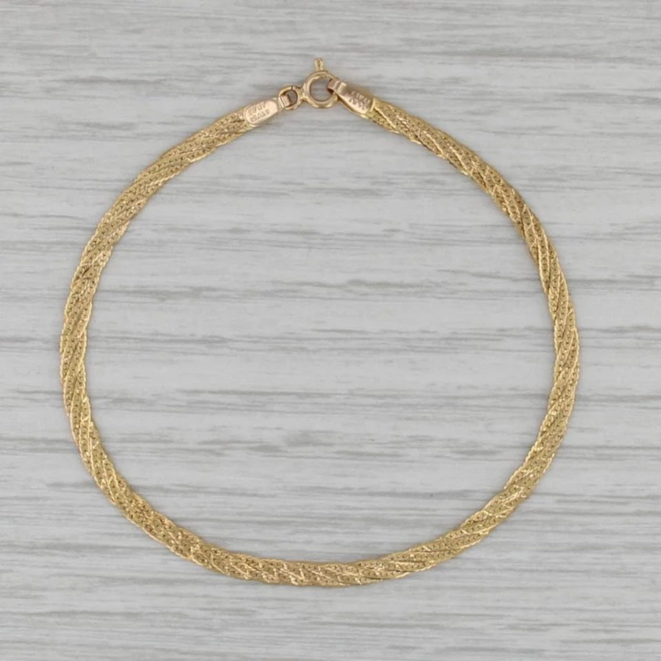 Brazalete de cadena de espiga tejida de 6,75" de oro amarillo de 14 k de 2,8 mm Foto 2 de 4