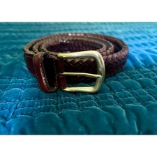 Braided brown belt leather with brass buckle made in Argentina size 40