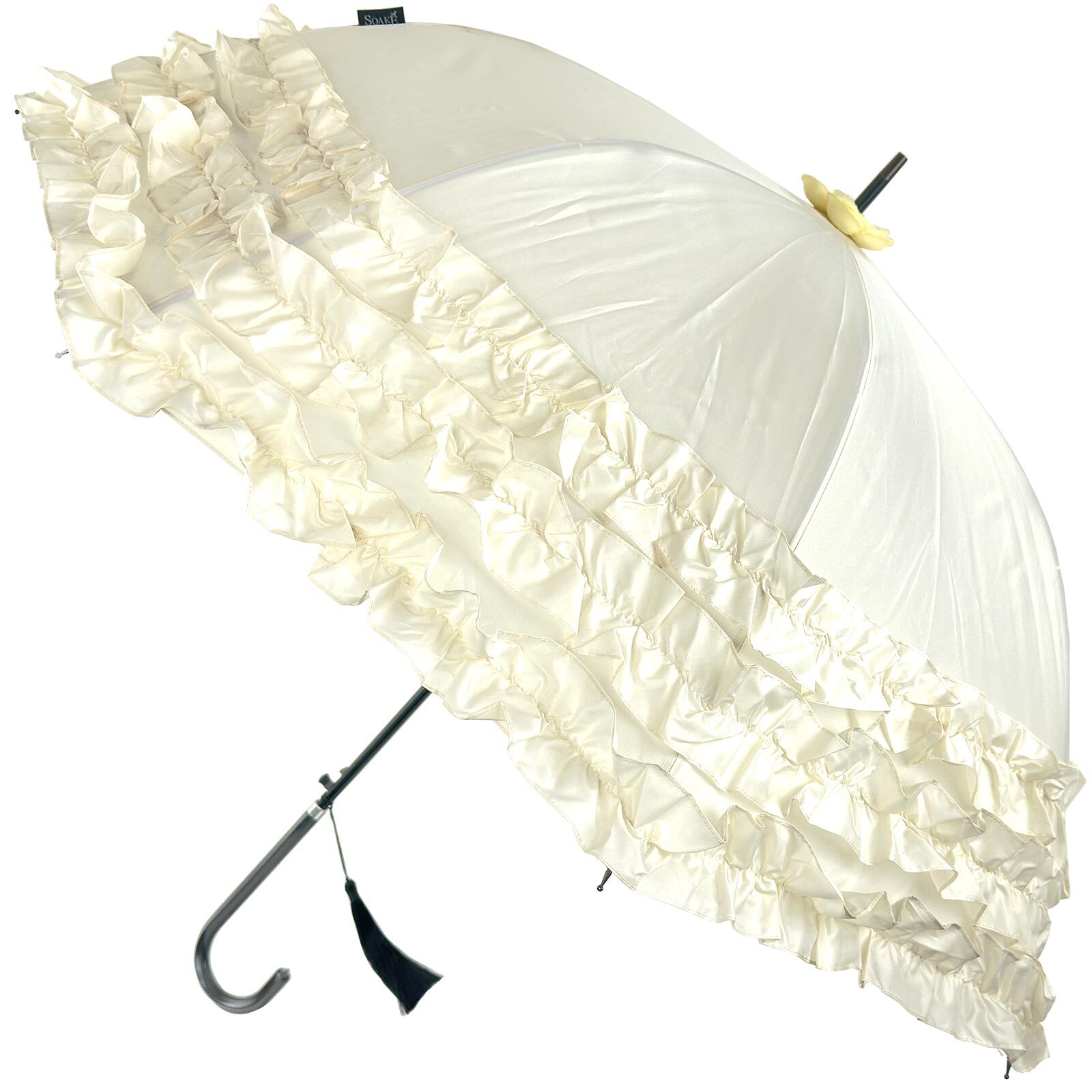 Boutique Triple Frill Umbrella by Soake - Cream