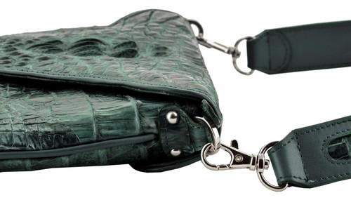 Real Crocodile Skin Clutch Crossbody Baguette Purse Barrel Bag Various Colors - Picture 23 of 32