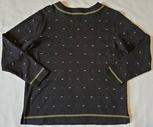 Bechamel Women Pullover Top Long Sleeve Large Black & Gold Metallic Stitching - Picture 2 of 6