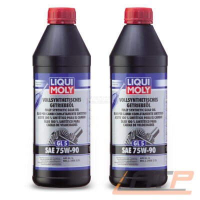 2x 1 L LITER LIQUI MOLY VOLLSHYNTHETISCHES GETRIEBEÖL GL5 SAE 75W-90 GETRIEBE-ÖL