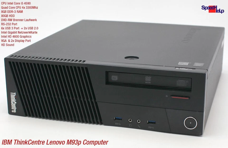 IBM LENOVO THINKCENTRE M93P SFF CORE I5-4590 COMPUTER PC WINDOWS 10 80GB 8GB RAM - Image 2 of 4