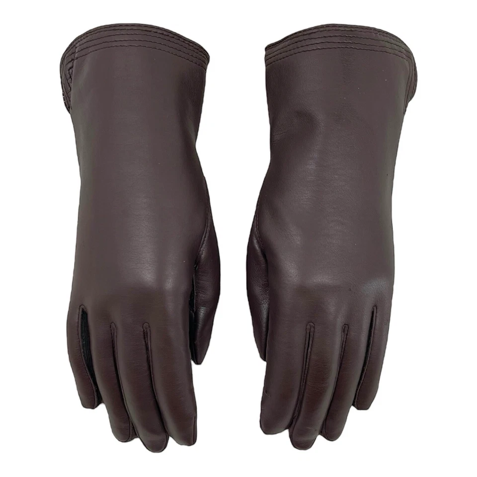 Guantes De Colección Años 70 80 Mujer B L XL 8 Cuero Muñeca Forrados Piel Genuina Damas Foto 3 de 4