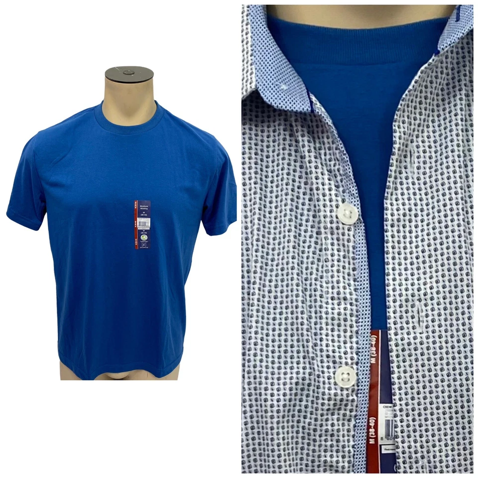 Report Collections Shirt Mens Large Button Up Blue Long Sleeve & Tee - Image 3 of 4