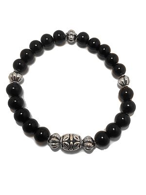 Exquisite Black Onyx Chrome King David Hearts Spiritual Bead G