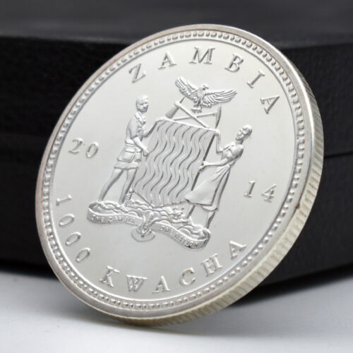Amur Leopard Challenge Medal Endangered Animal Silver Coin 2014 ZAMBIA Ornament - Picture 2 of 12