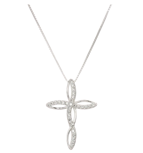Cross Necklace Pendant Chain Sterling Silver Plated Men Women Jewelry Crystal - 第 21/27 張圖片
