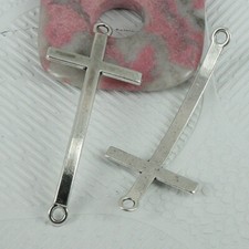 12pc tibetan silver curved cross connector for bracelet Making EF0390
