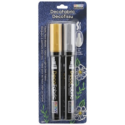 Uchida DecoFabric Opaque Paint Marker Chisel Tip 2/Pkg-Gold & Silver