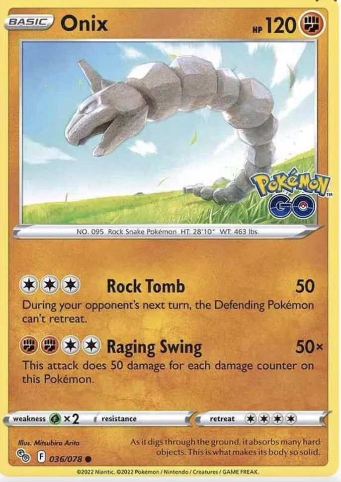 Onix - 036/078 - Pokemon Go - Reverse Holo – Card Cavern Trading Cards, LLC