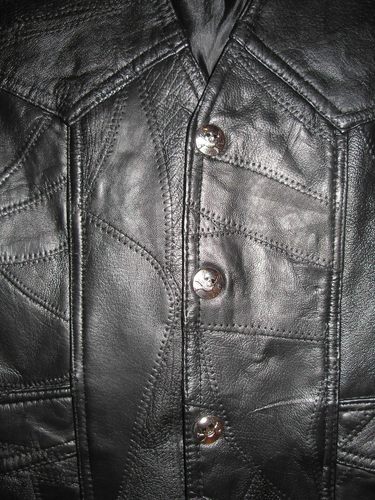 MENS BLACK LEATHER VEST, MEDIUM - Picture 3 of 8