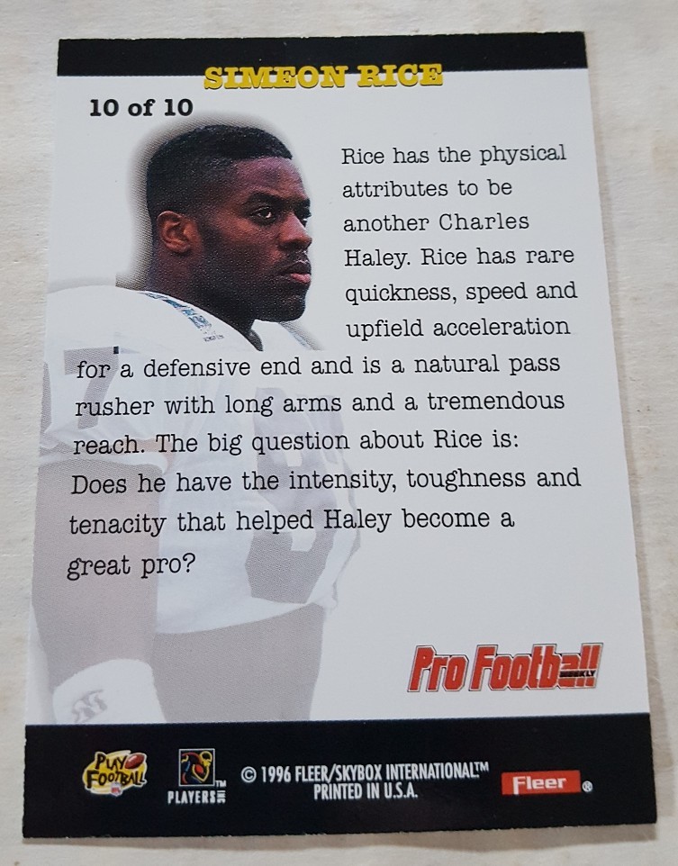 1996 Fleer Rookie Write-Ups Arizona Cardinals Football Card