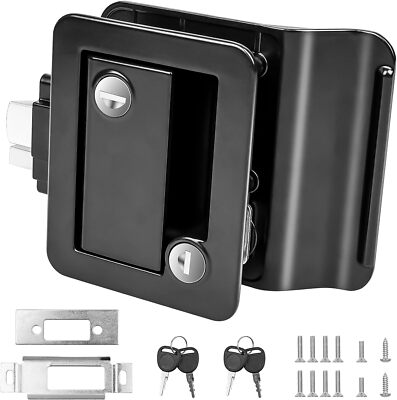 Black RV Door Lock Replacement, Upgraded RV Door Latch with Paddle Deadbolt 4 Ke