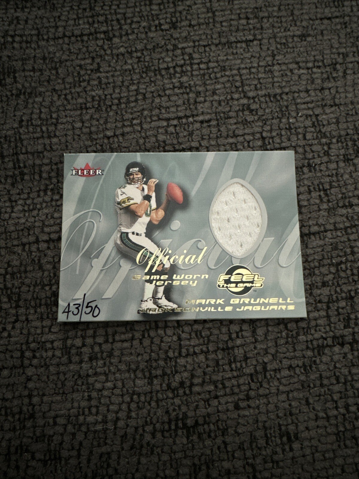 GAME USED JERSEY FOOTBALL CARD 2000 FLEER Mark Brunell Jaguars feel The game /50