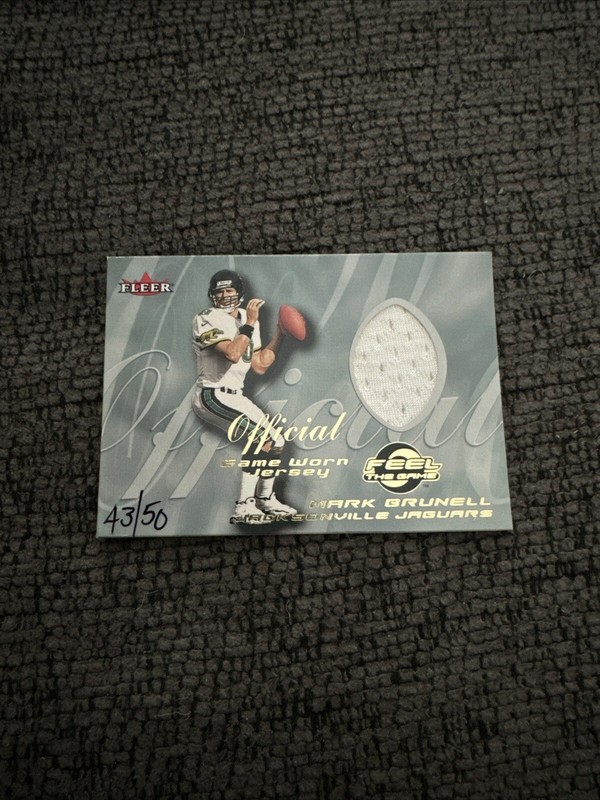 GAME USED JERSEY FOOTBALL CARD 2000 FLEER Mark Brunell Jaguars feel The game /50