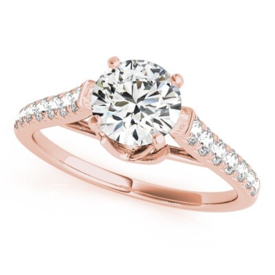 1.40 Ct Round Cut Lab Created Diamond Engagement Ring 14K Solid Rose Gold B