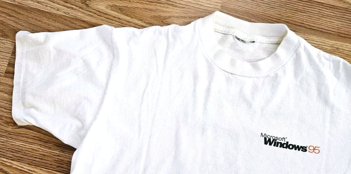 Rare Vintage Microsoft Windows 95 Tech T-Shirt Computer Design 