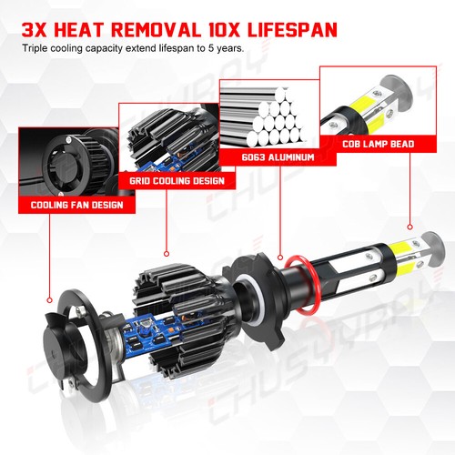 For 2014 2015 GMC Sierra 1500 6000K LED Headlight Hi/Lo + Fog Light 4 Bulbs - Bild 6 von 13