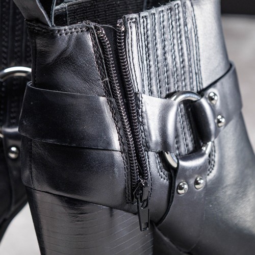 Jeffery Campbell Engine Pointed Toe Black Harness Platform Bootie Womens Size 9 - Picture 19 of 22