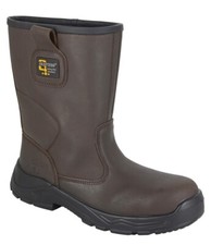 Image of Grafters Leather Rigger Safety Boots Waterproof Steel Toe Cap Pull On Work Boots