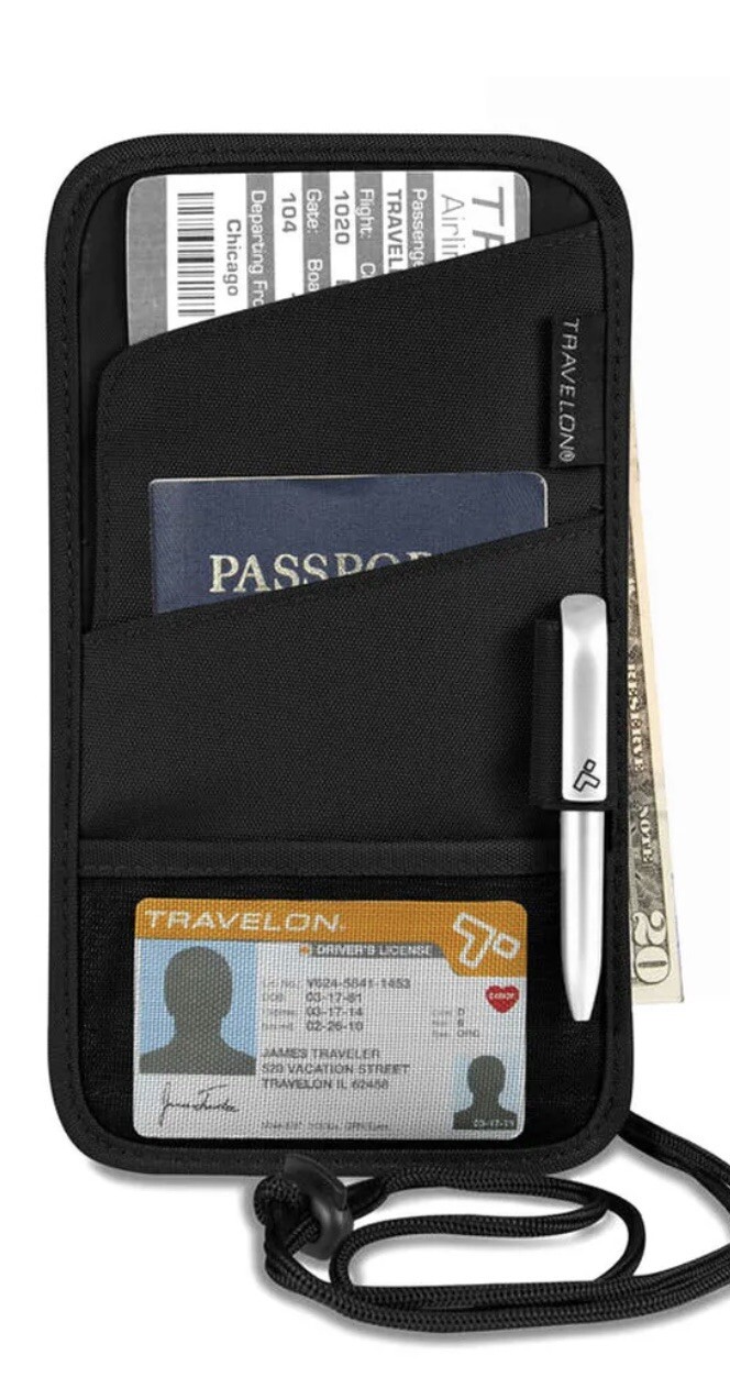 Travelon Travel Boarding Pass Holder and Passport ID Wallet Black color