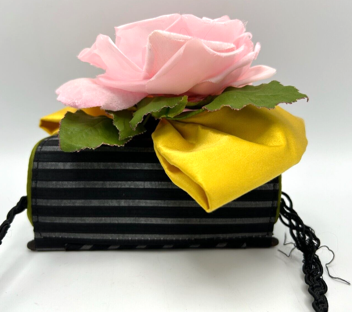 Helene Angeli Vintage Evening Bag Purse Black w Big Bow