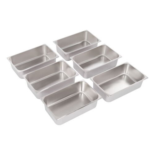 6 Pack Full-Size Deep Stainless Steel Steam Table Pans Hotel Food Prep Pan - Picture 7 of 20