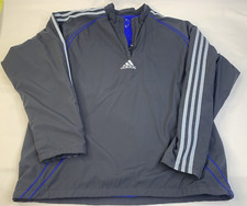 Adidas Blue 3-stripes REVERSIBLE Vintage Jacket Pullover 90s Size L Windbreaker