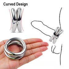 Male Ball Stretcher Double Lock Arc Metal Scrotum Restraint Pendant Ring