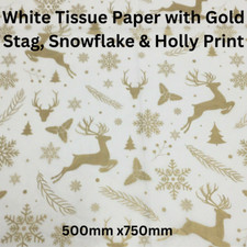 Tissue Paper Christmas Printed  Gold Stags Snowflake Christmas Trees Wrapping
