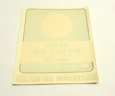 VINTAGE STANDARD OIL PENN MOTOR OIL SAE 30 PUMP DECAL ALTERNATIVE OIL WEIGHT NOS